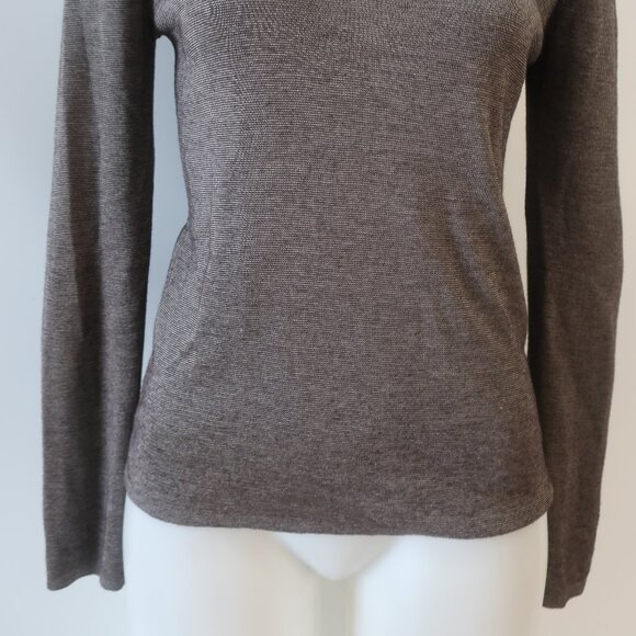 Womens Akris Dark Brown Taupe Cashmere Silk V-Neck Pullover Sweater 8 - Picture 5 of 12